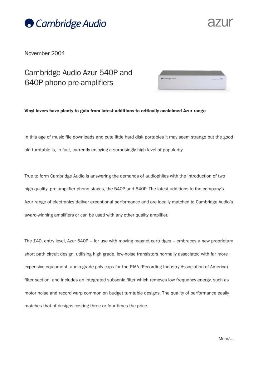 cambridgeaudio azur 540 p brochure