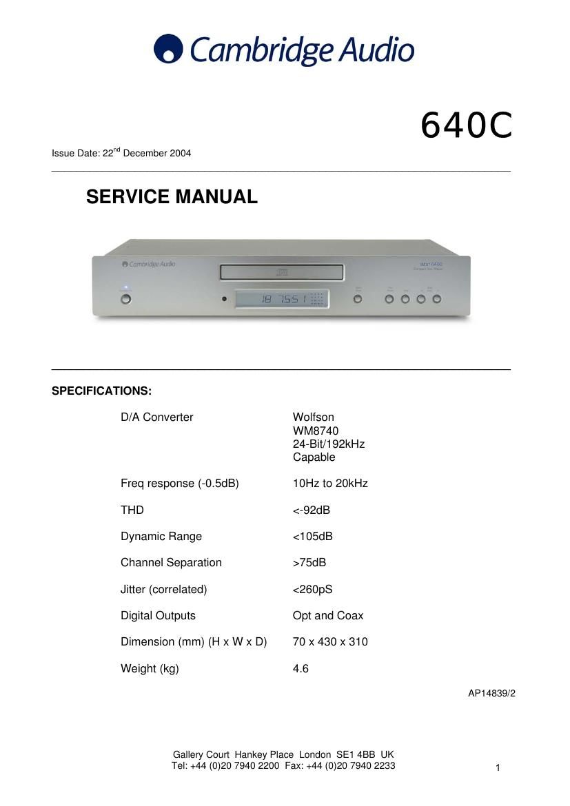 cambridgeaudio azur 640 c service manual