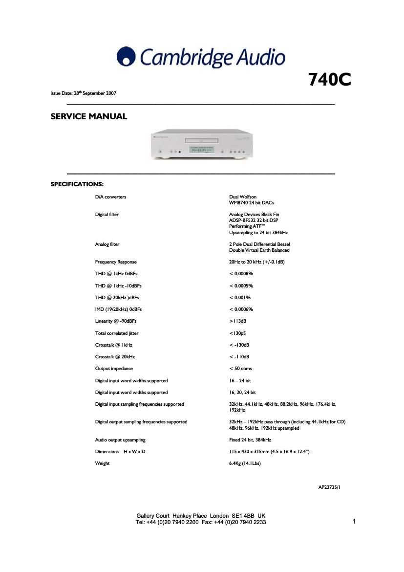 cambridgeaudio azur 740 c service manual