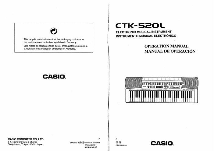casio ctk 520l owner manual