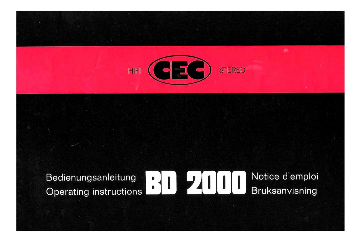Cec BD 2000 Owners Manual