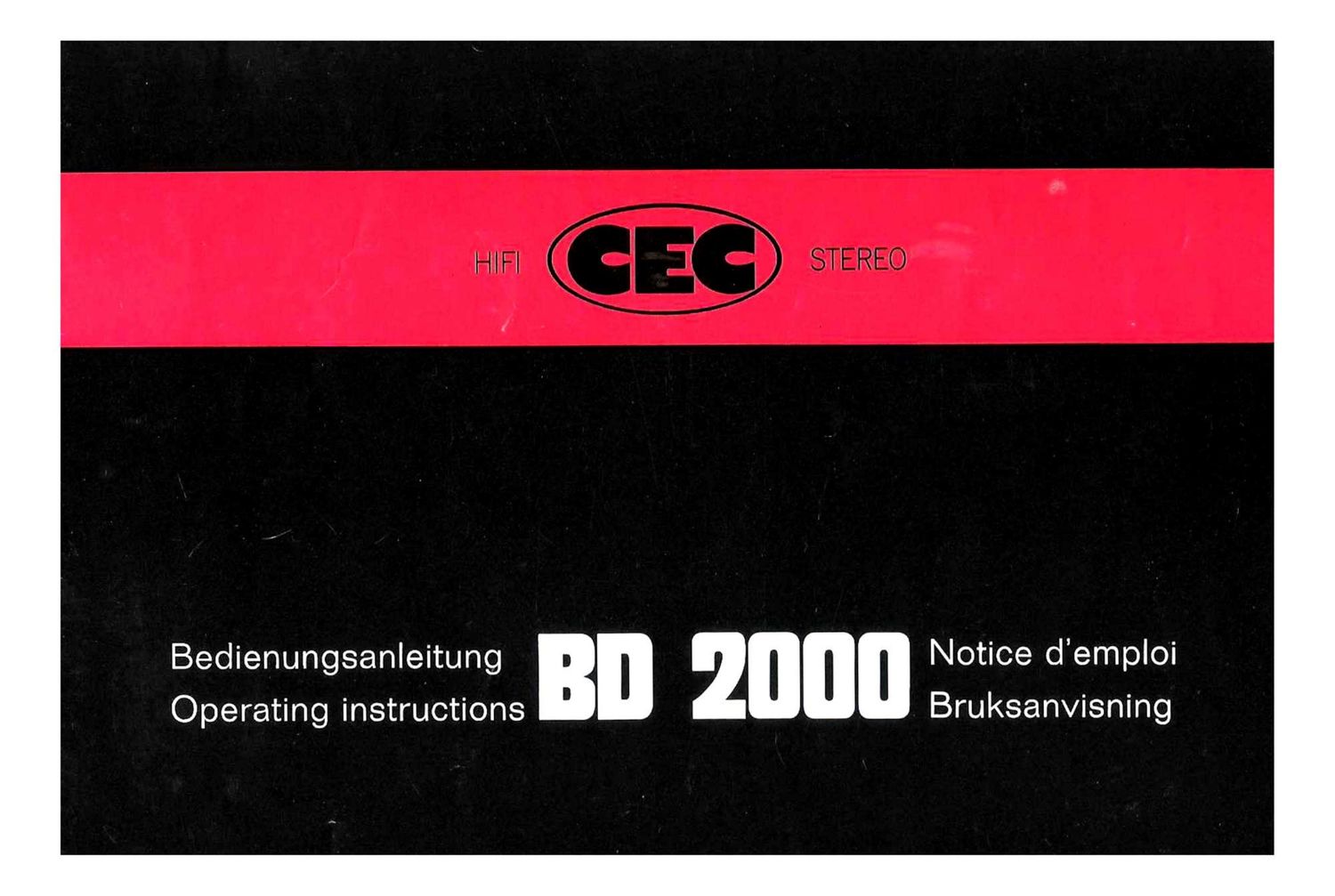 Cec BD 2000 Owners Manual
