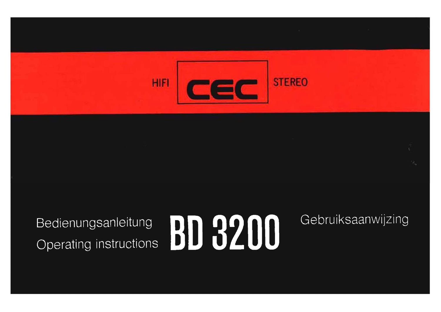 Cec BD 3200 Owners Manual