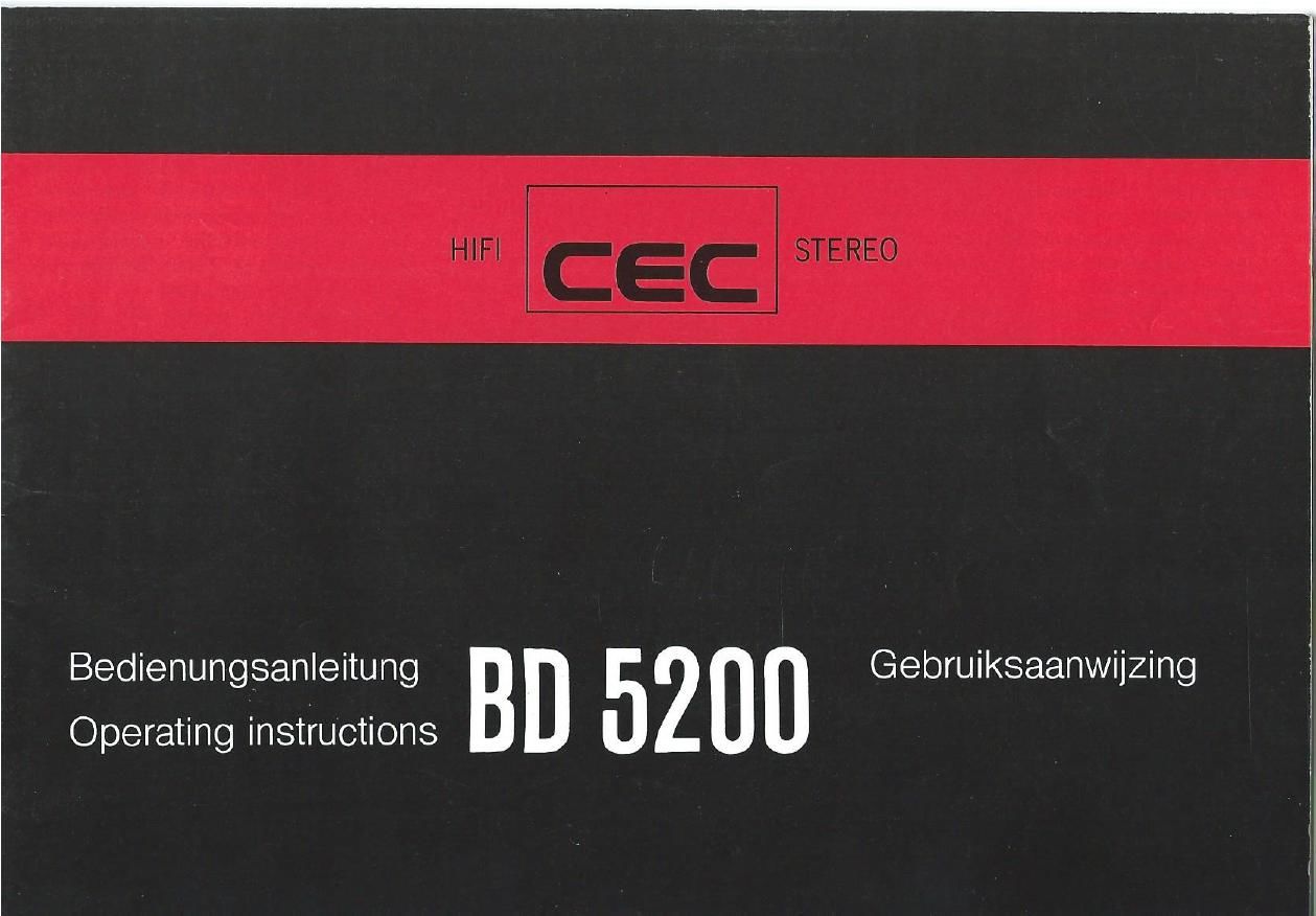 Cec BD 5200 Owners Manual