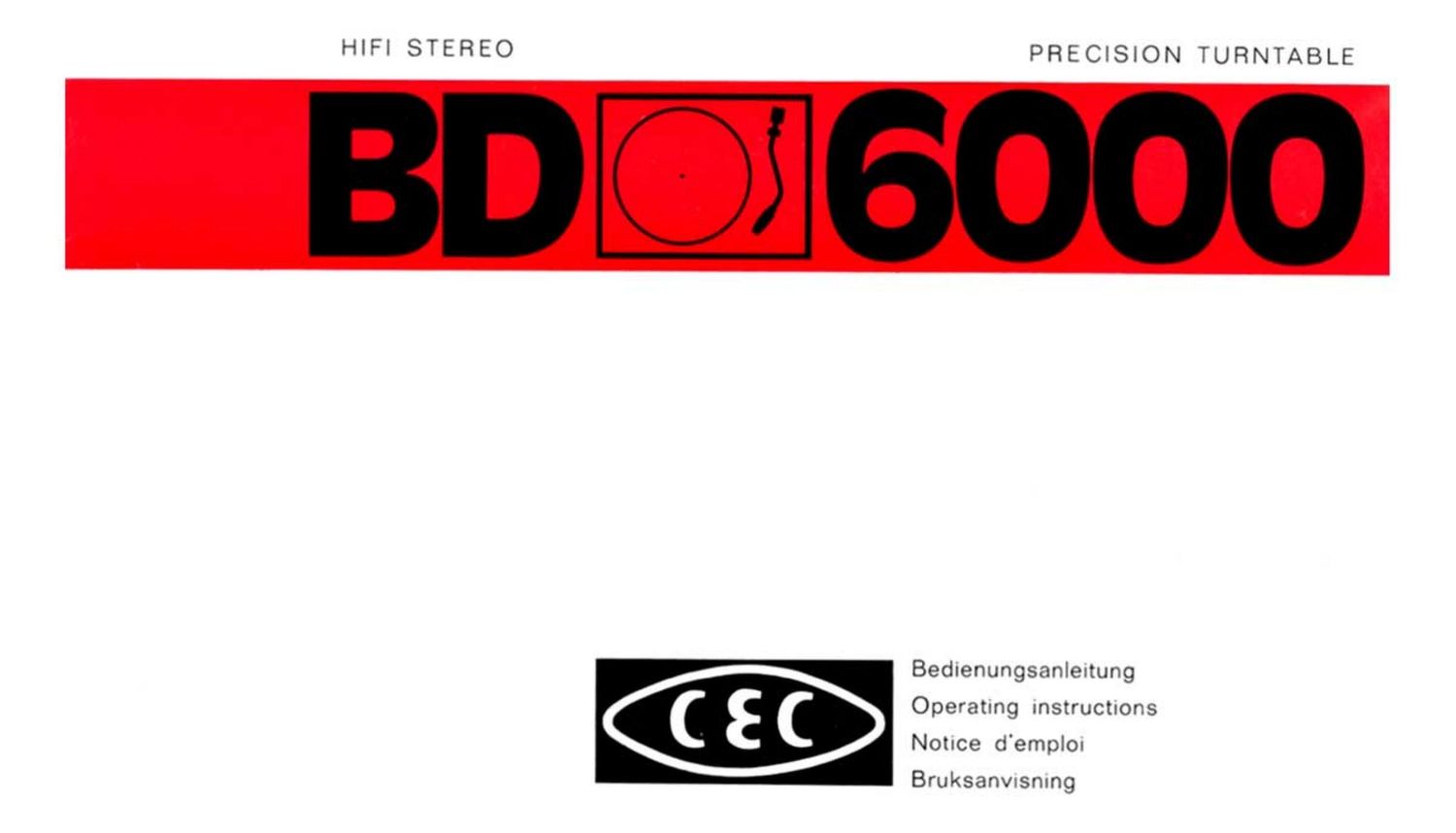 Cec BD 6000 Owners Manual