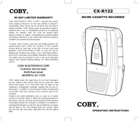 coby cxr 122 owners manual