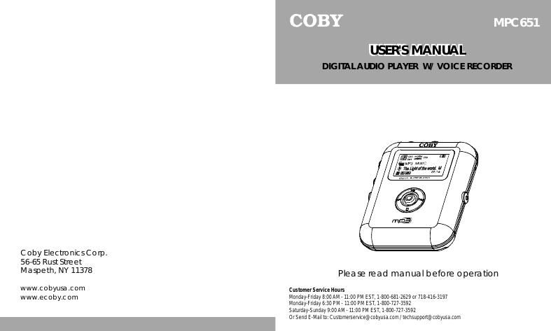 coby mpc 651 owners manual