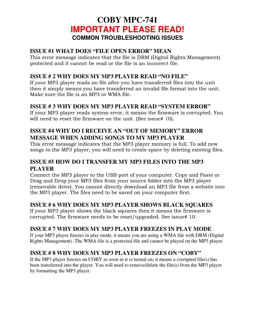 coby mpc 741 owners manual