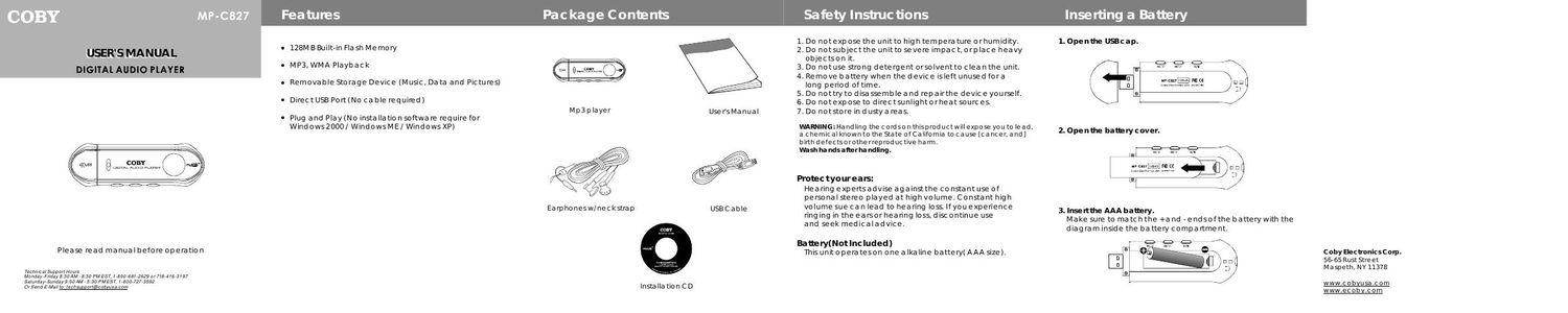 coby mpc 827 owners manual