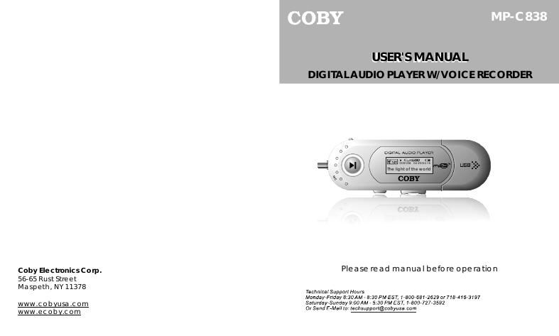 coby mpc 838 owners manual