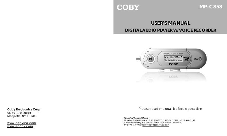 coby mpc 858 owners manual
