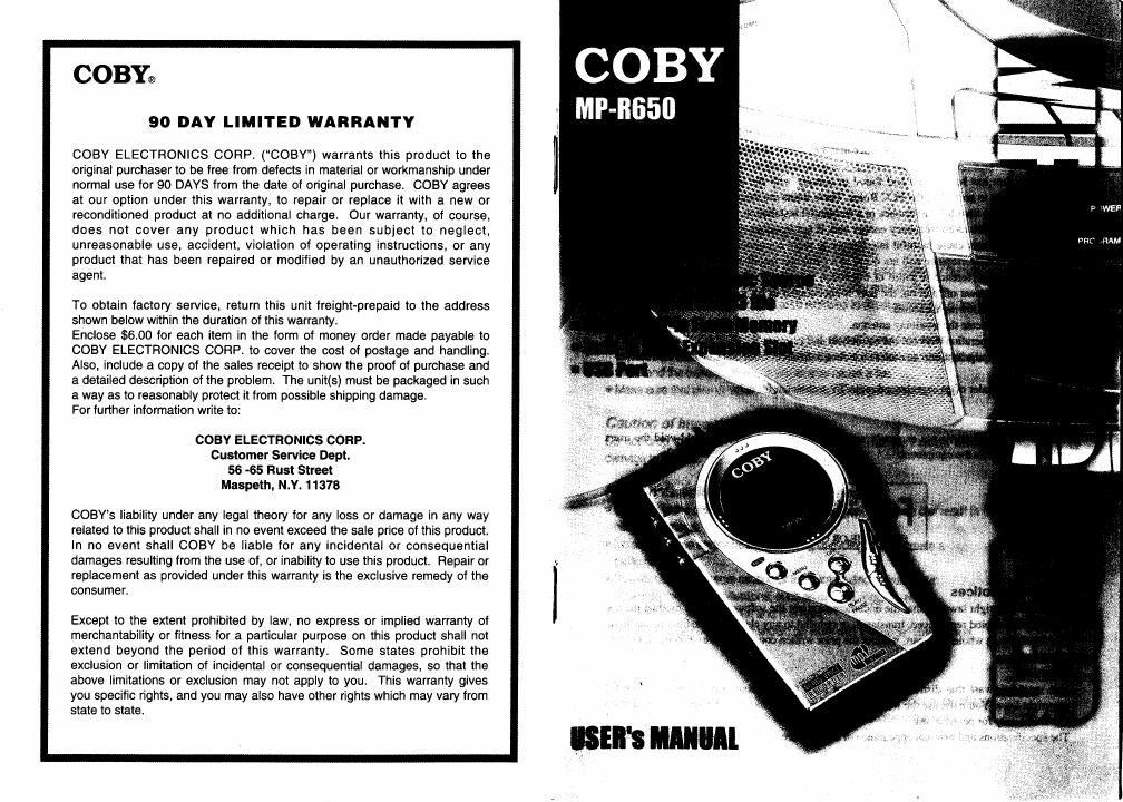 coby mpr 650 owners manual