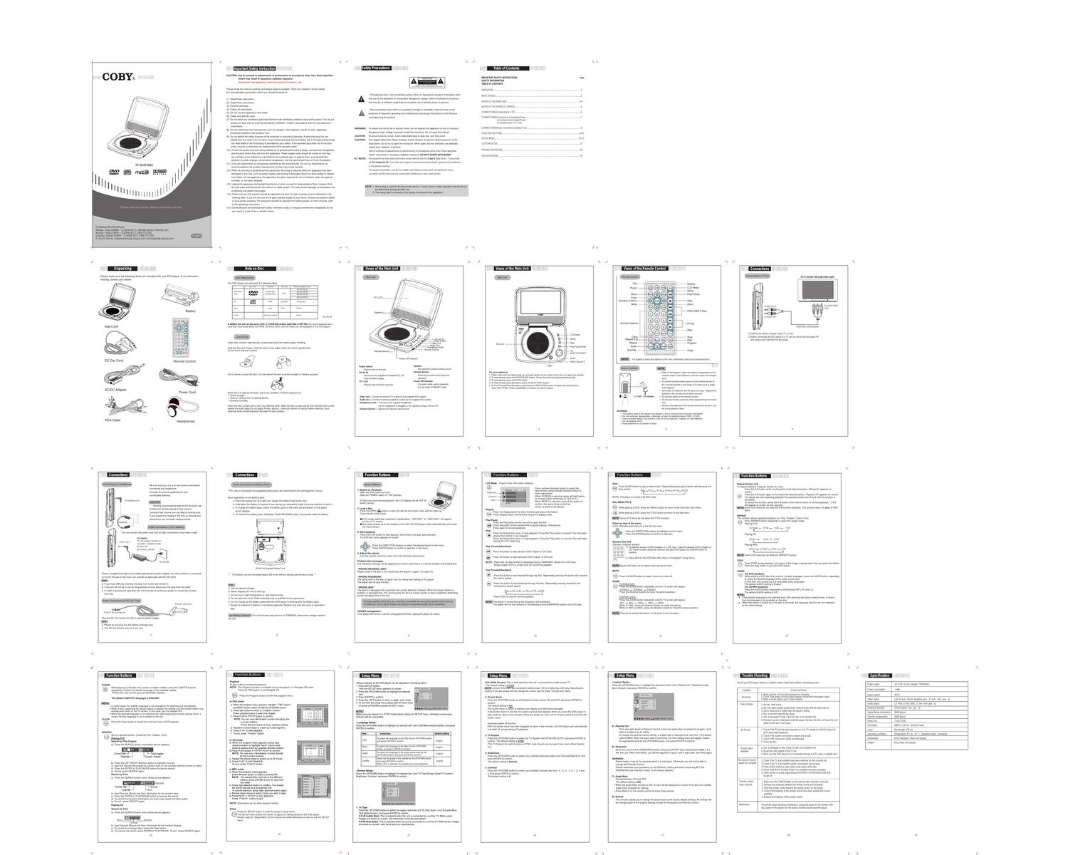 coby tfdvd 7005 owners manual