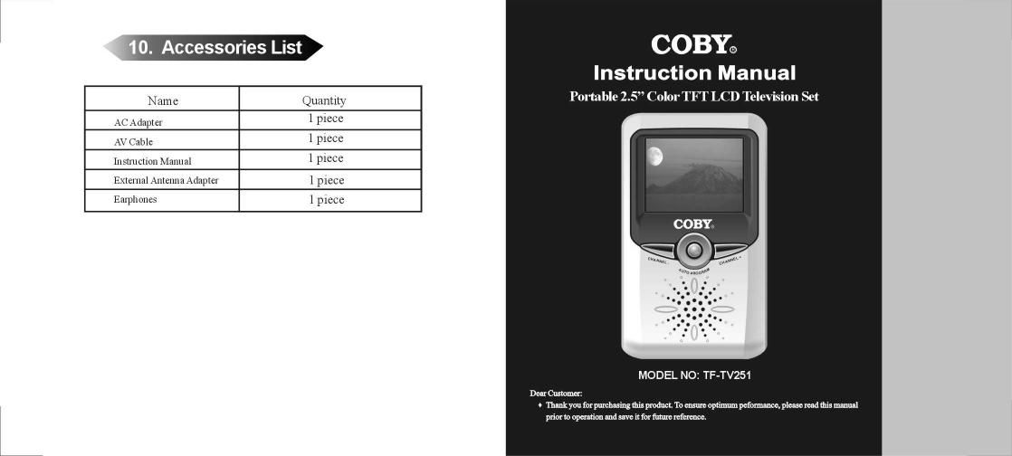 coby tftv 251 owners manual
