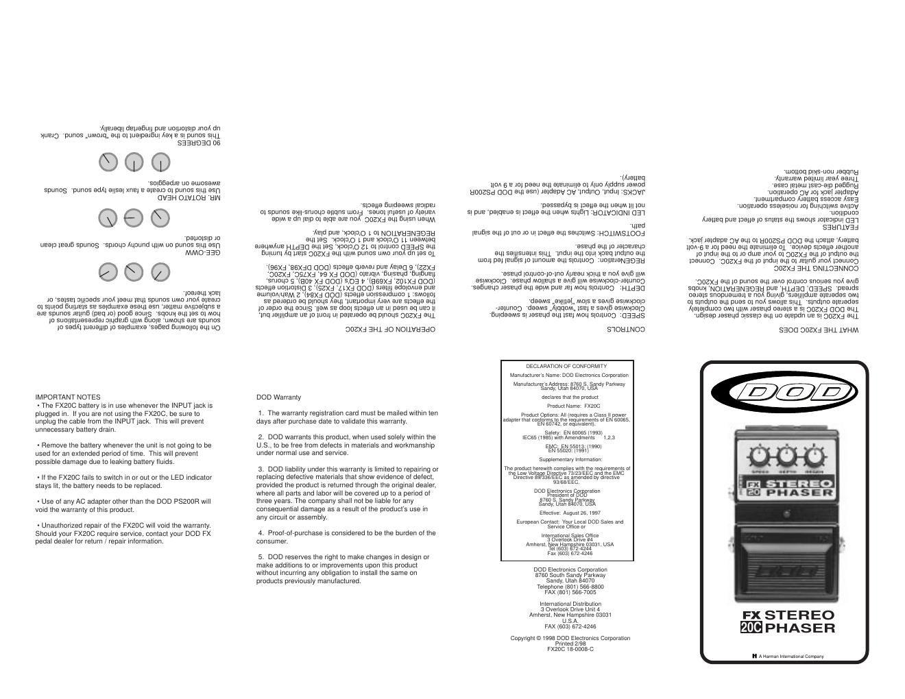 dod fx 20c owner manual