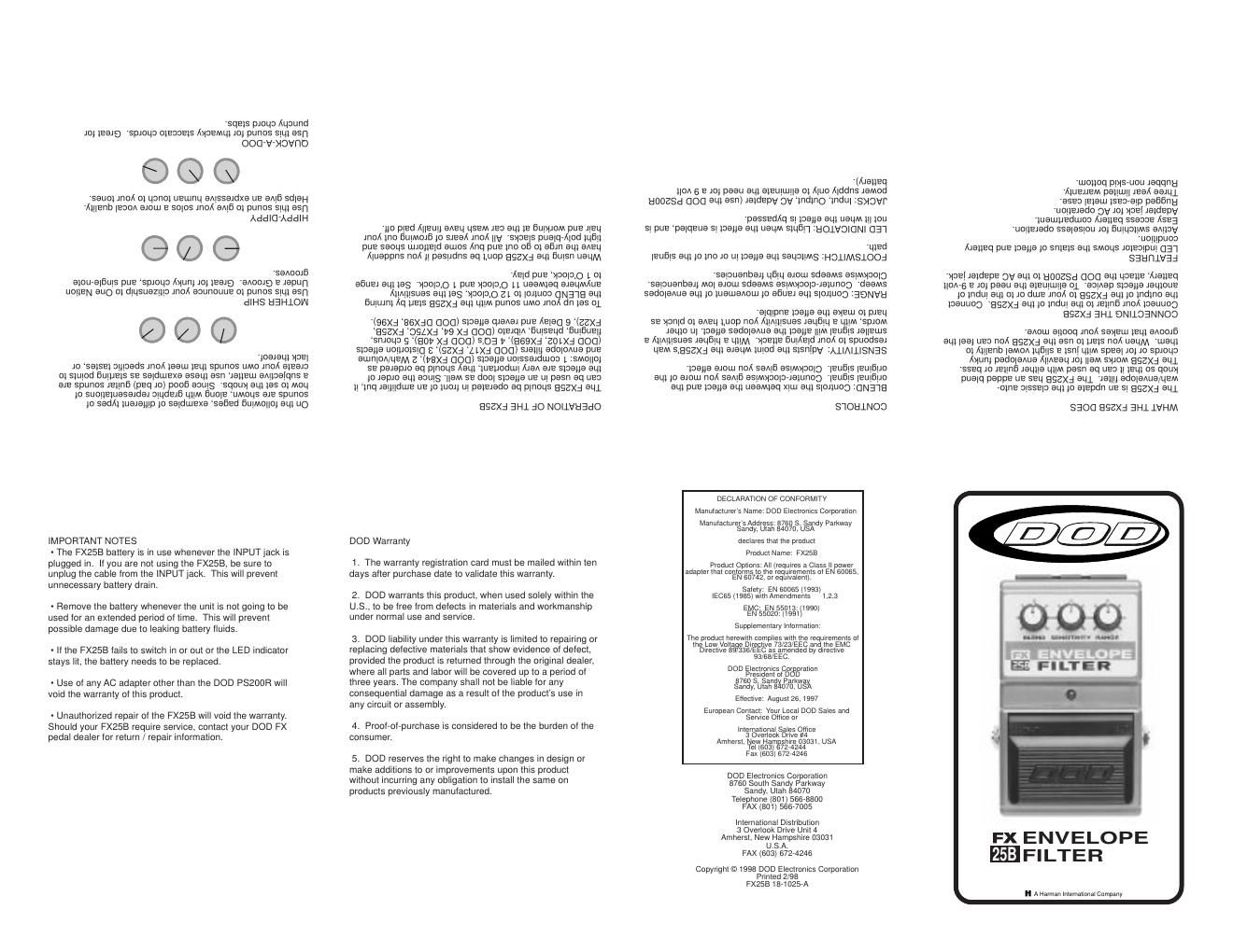 dod fx 25b owner manual