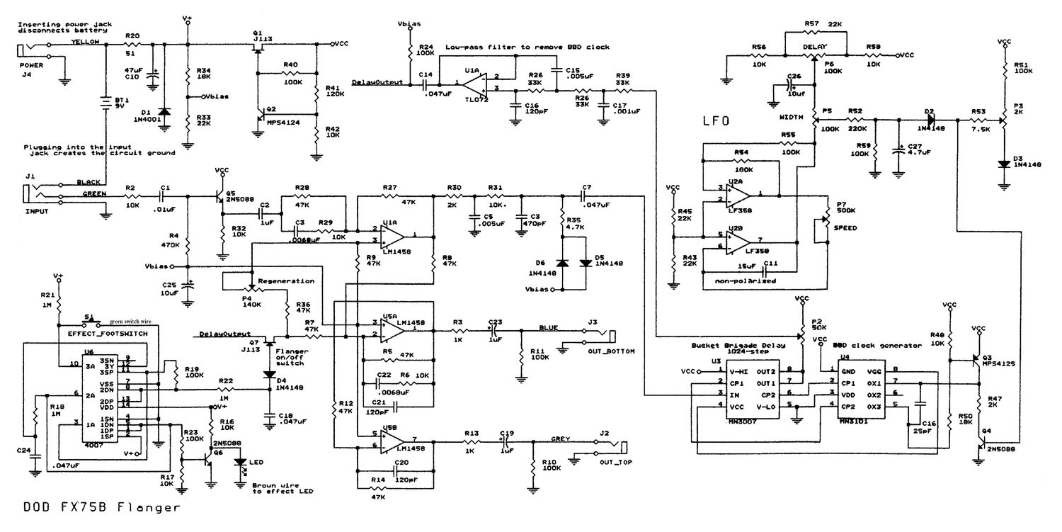 dod fx 75b flanger schematic