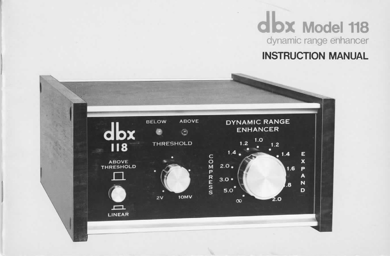 DBX 118 Owners Manual