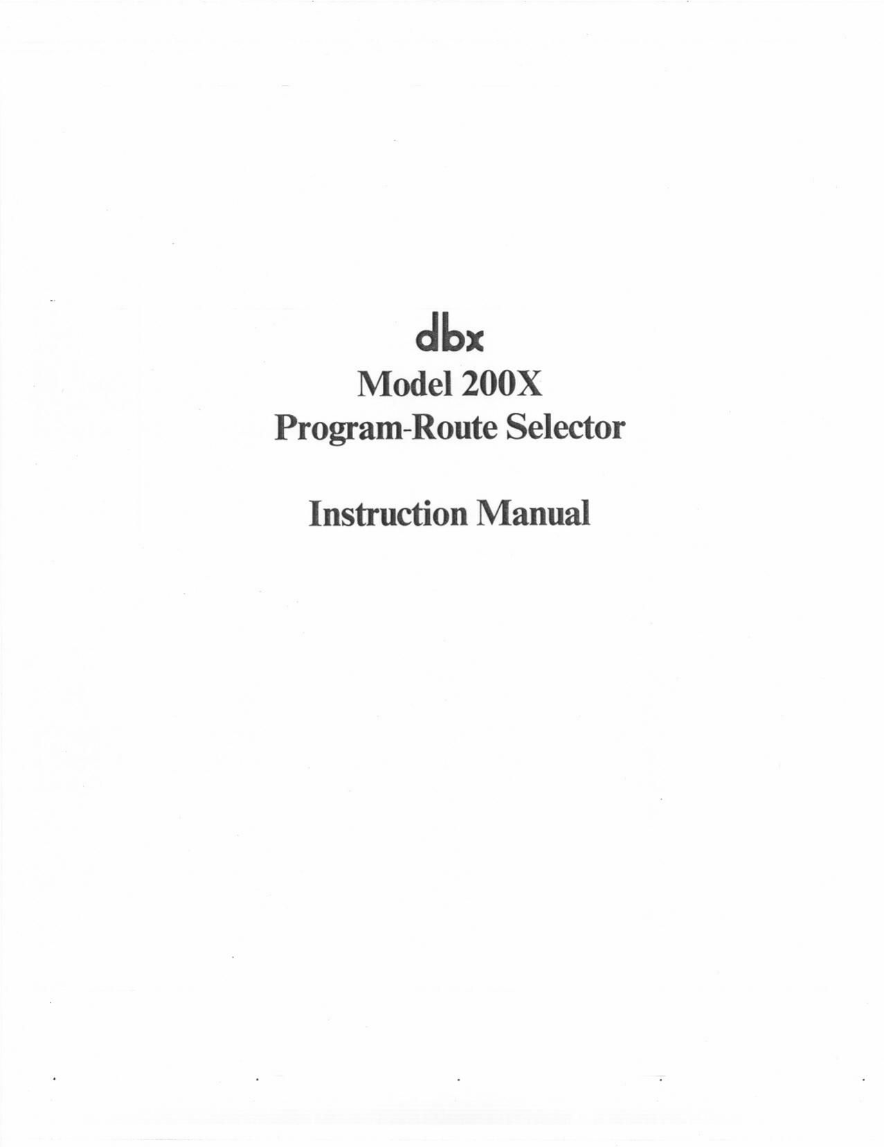 DBX 200X Owners Manual