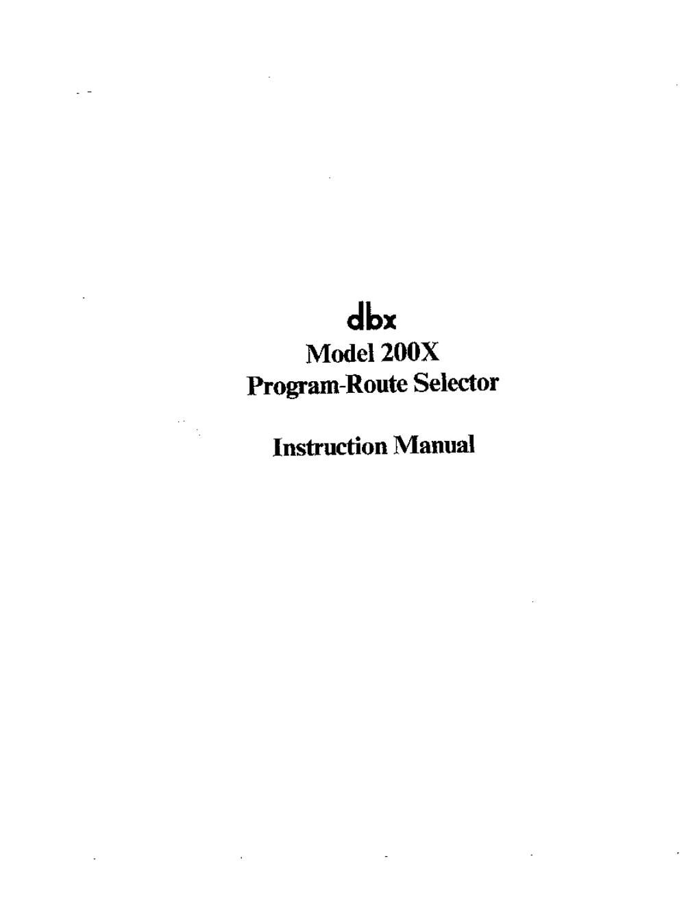 dbx 200 x owners manual