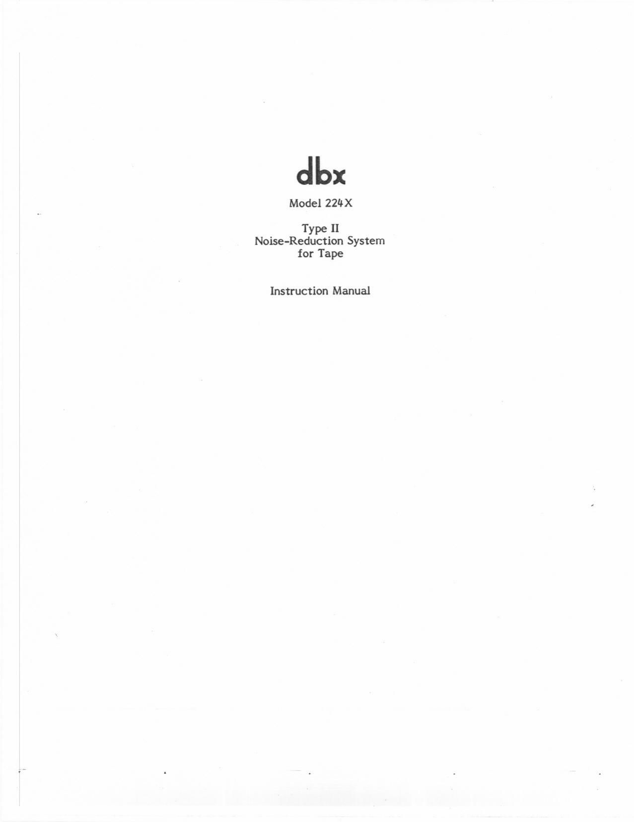 DBX 224X II Owners Manual