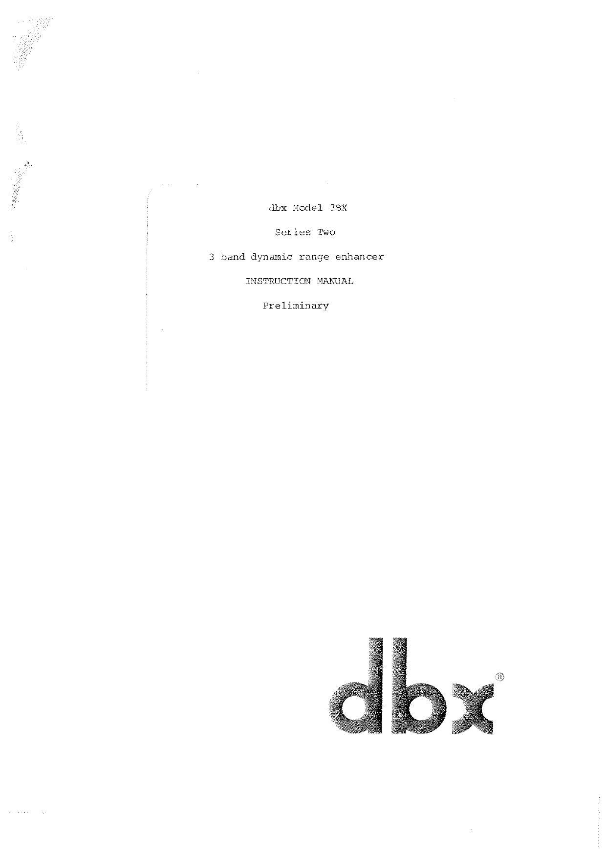 DBX 3bx II Owners Manual