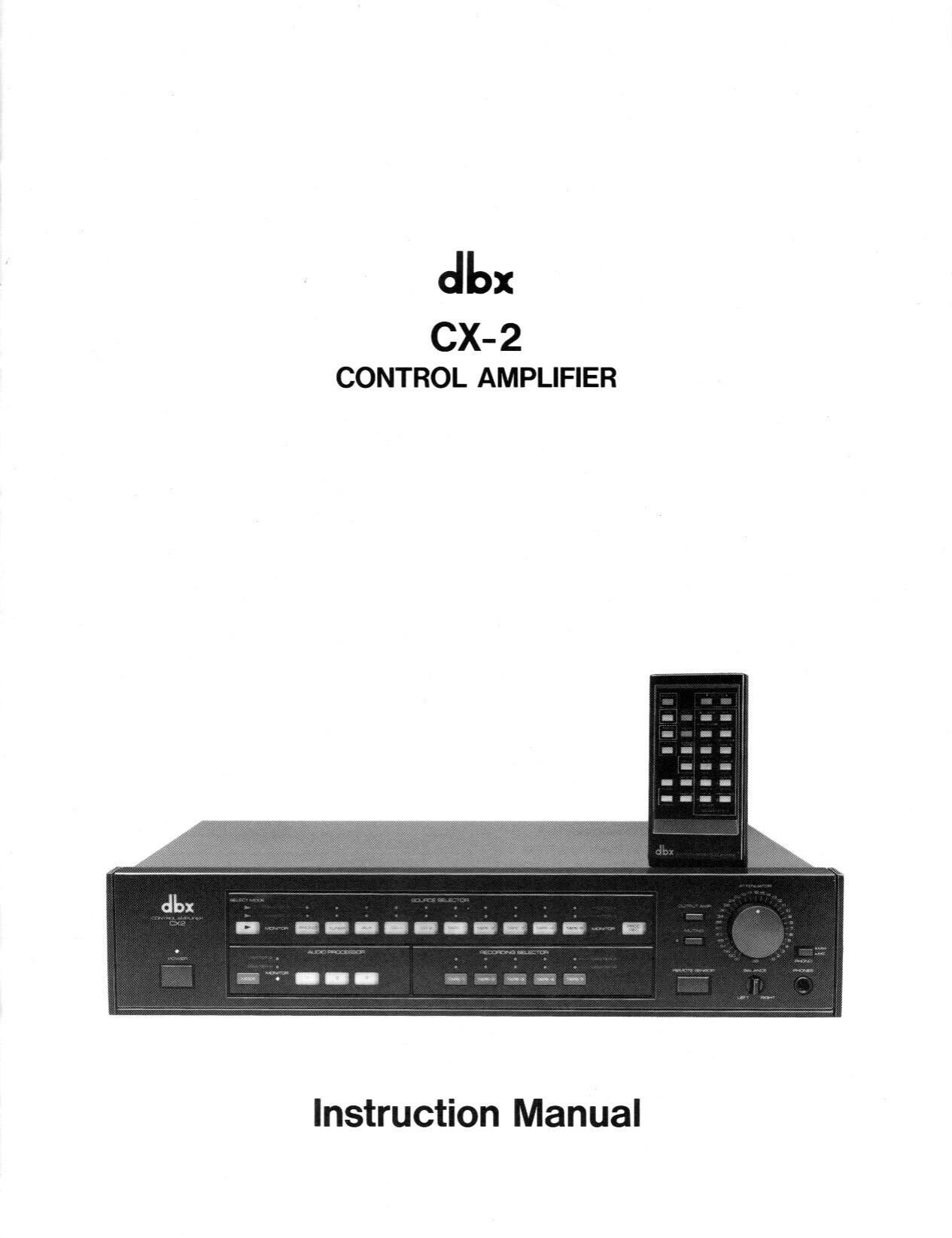 DBX CX 2 Owners Manual