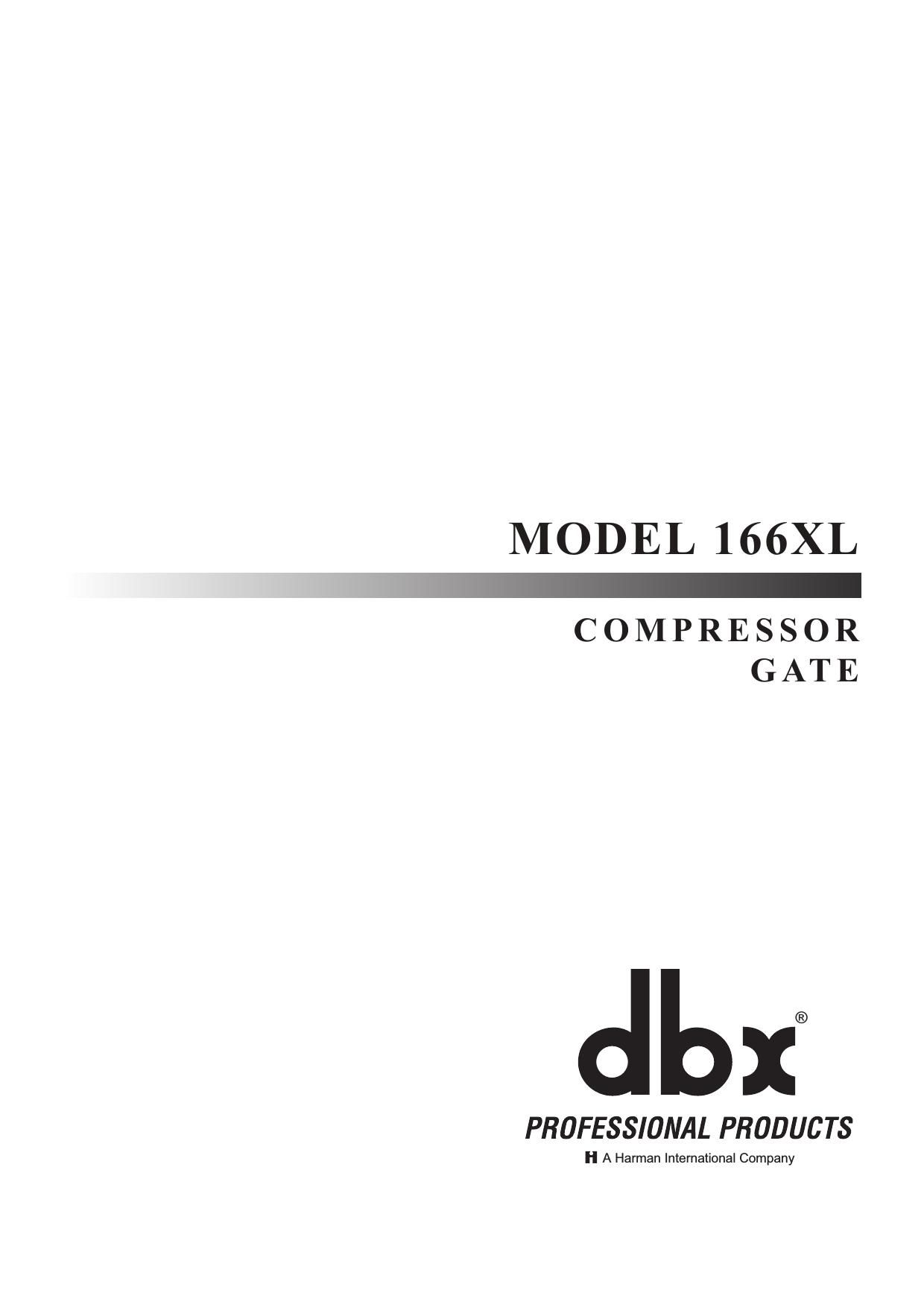 Dbx 166 XL Owners Manual