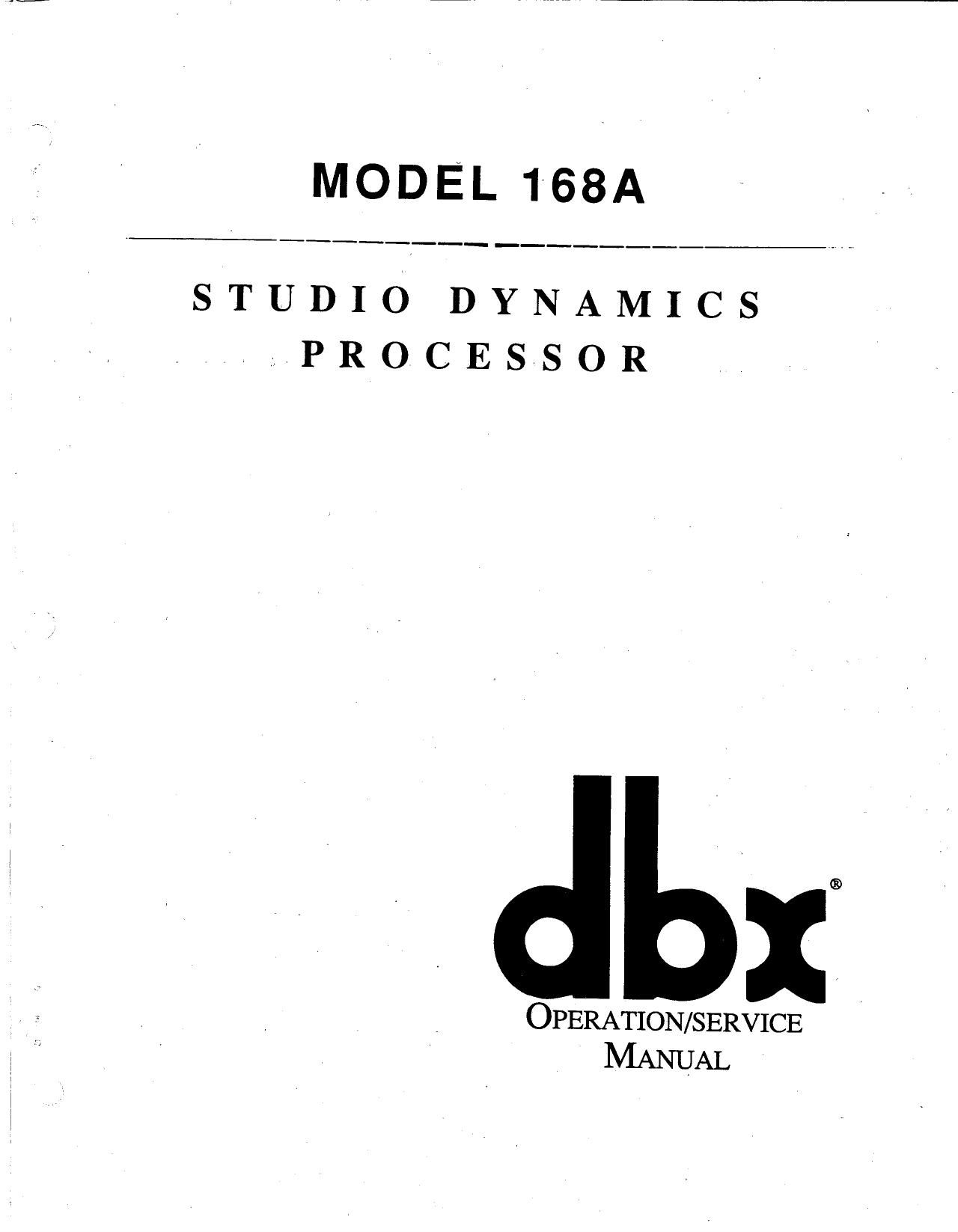 Dbx 168A Service Manual
