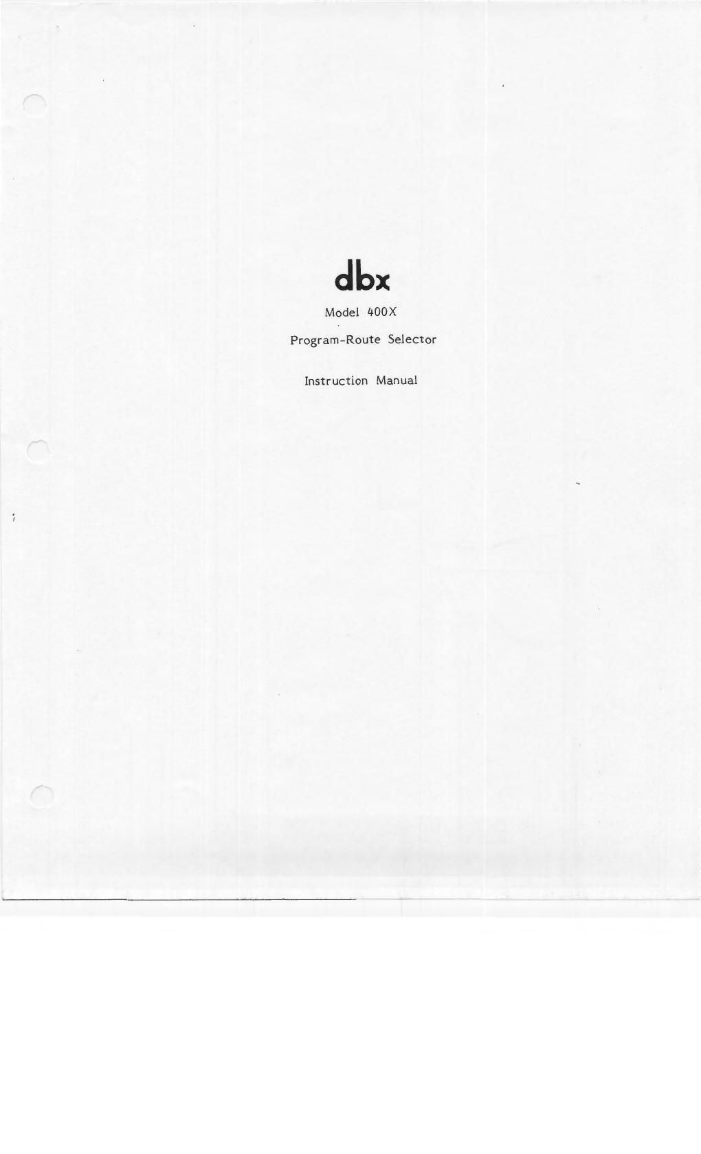 dbx 400 x owners manual