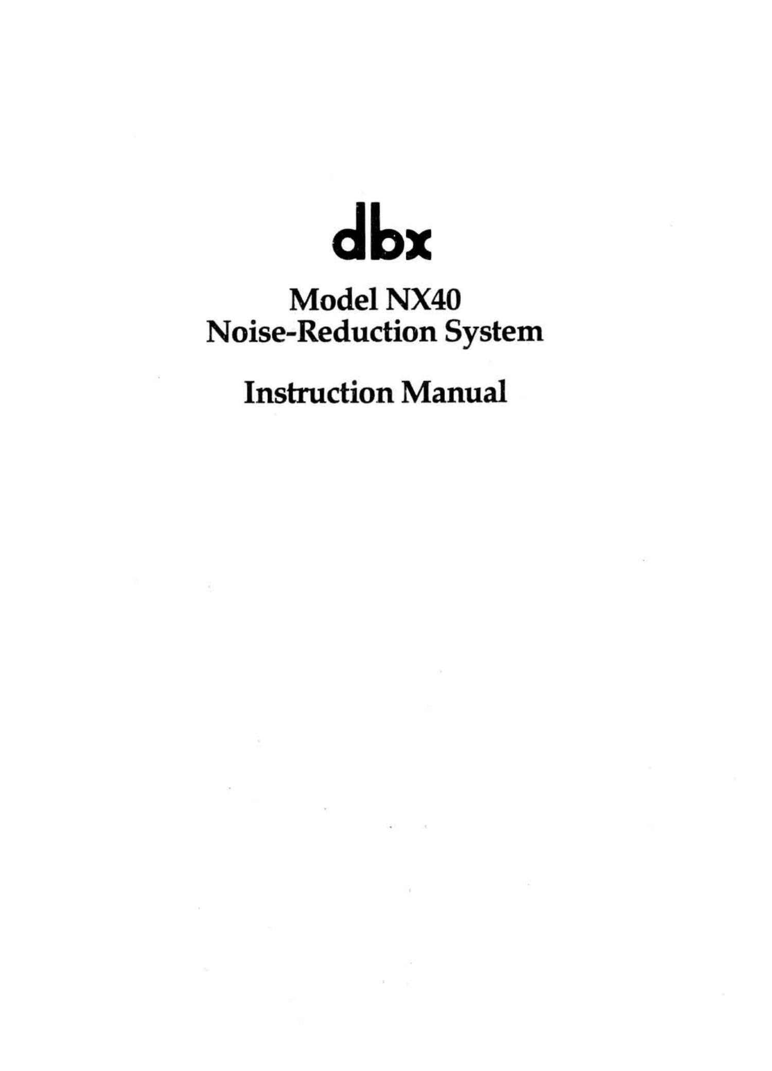 dbx nx 40 owners manual
