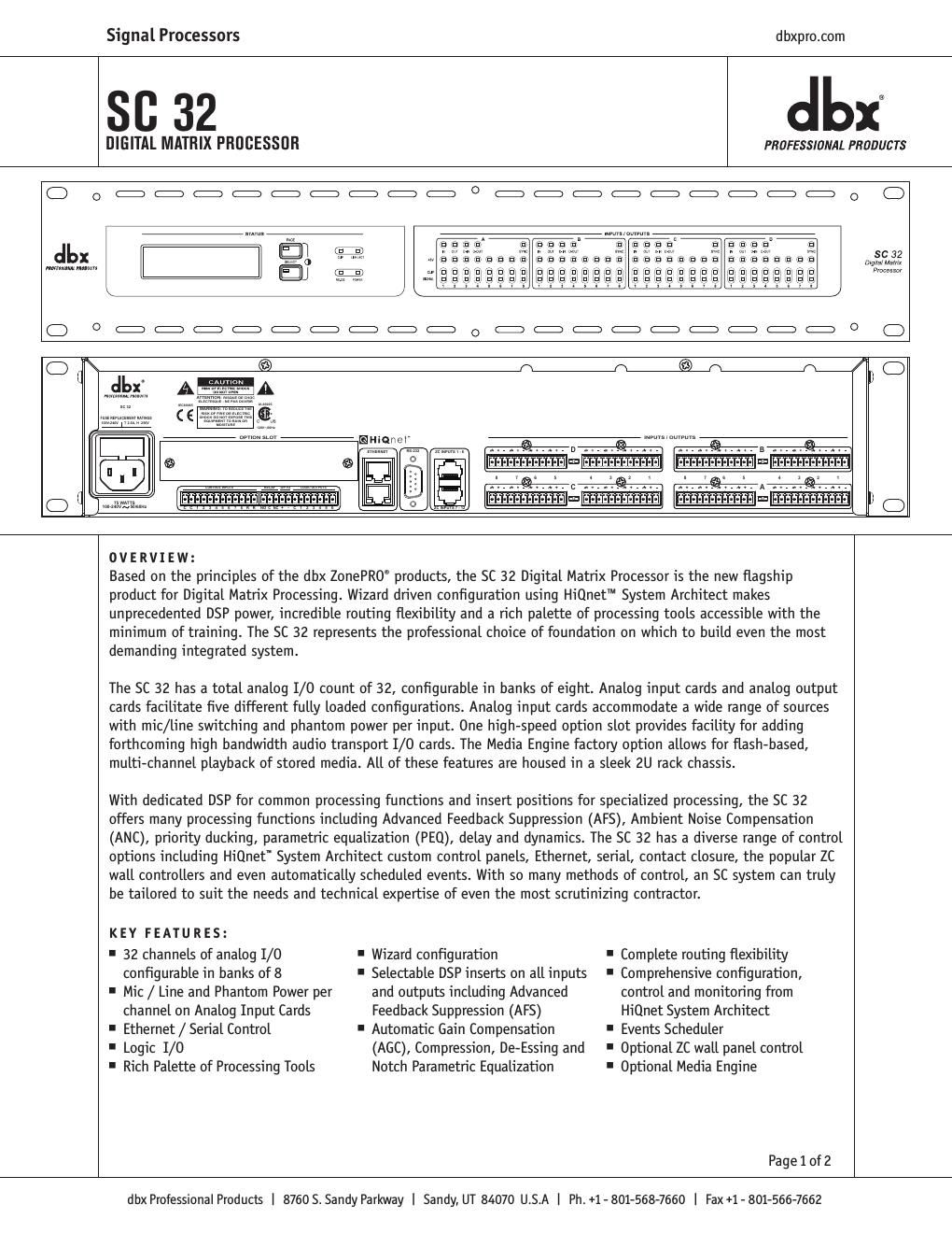 dbx sc 32 brochure