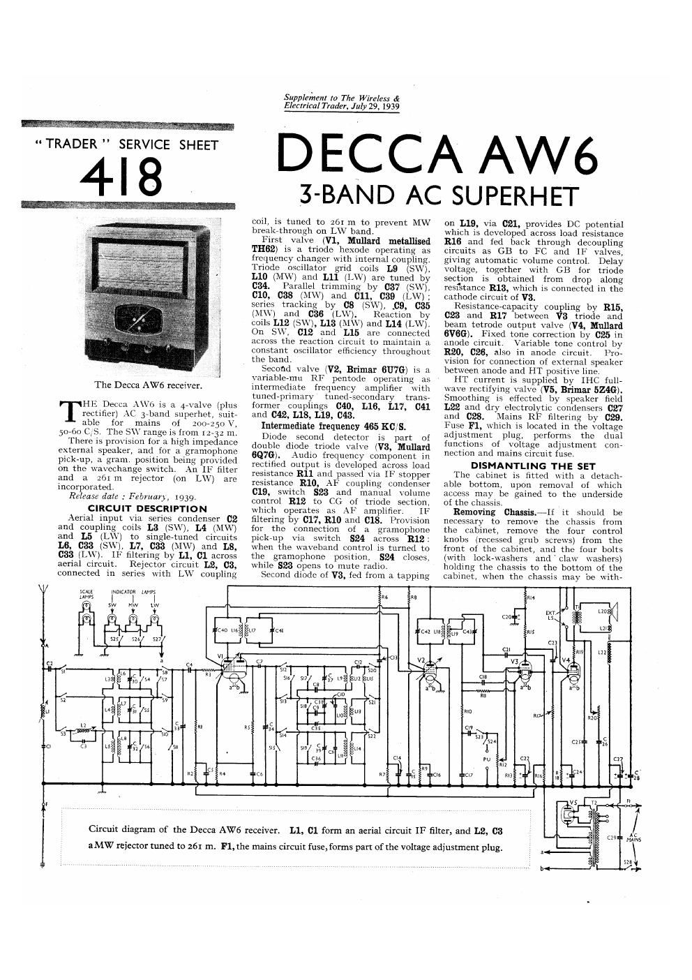 decca aw 6 service manual