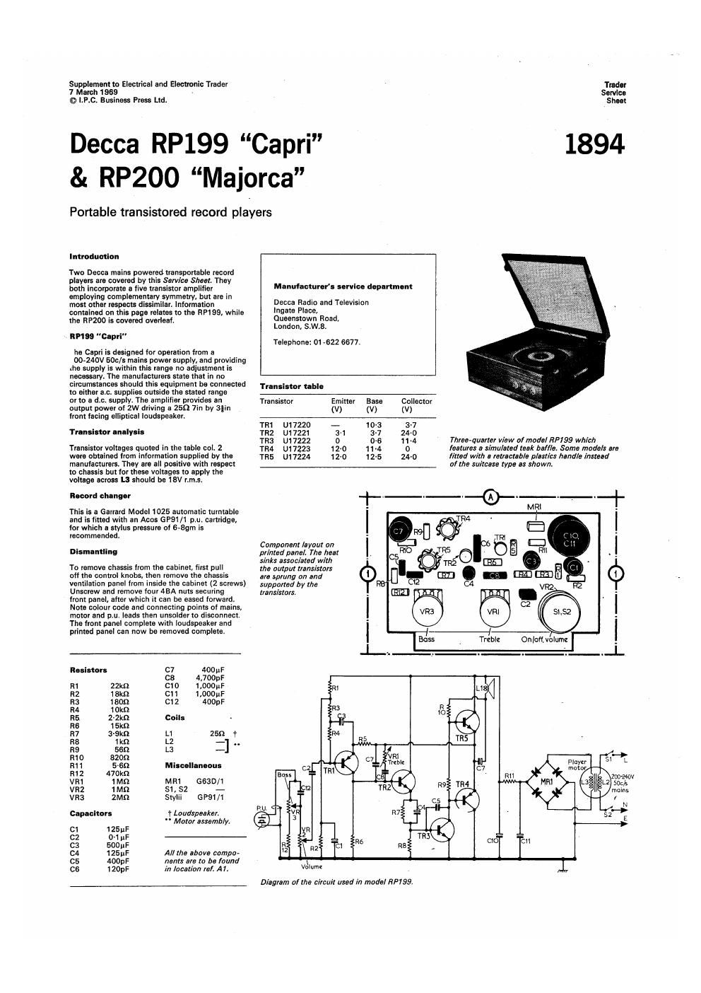 decca capri majorca service manual