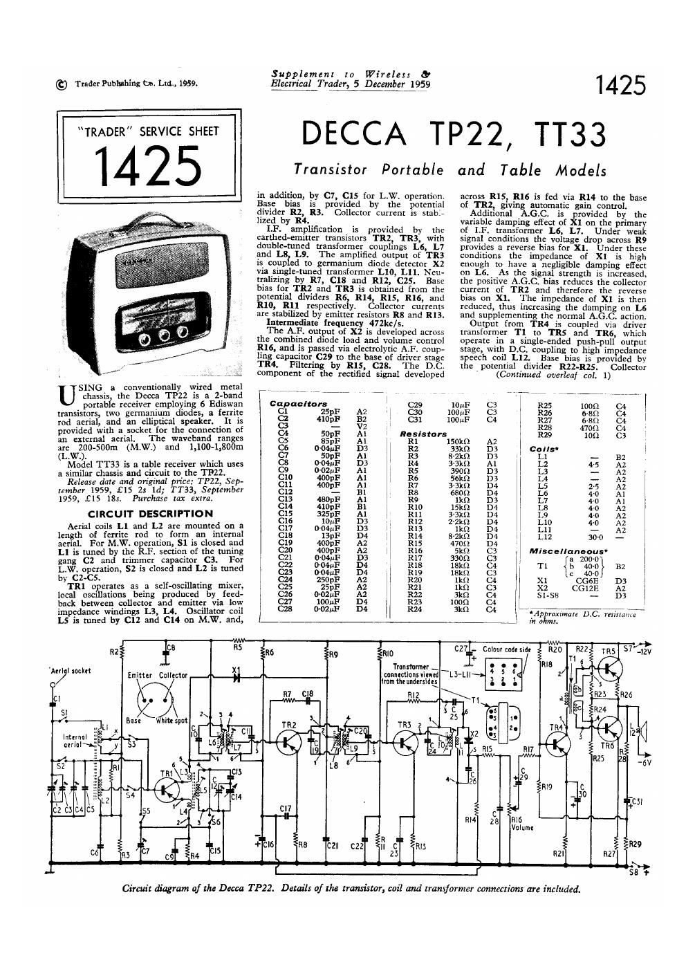 decca tt 33 service manual