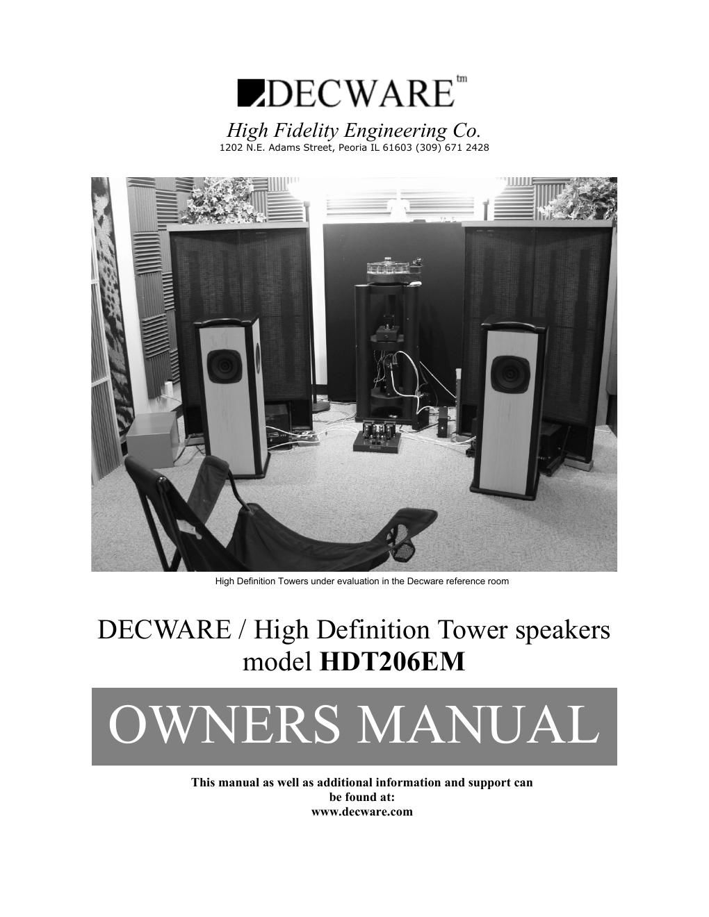 decware hdt 206 em owners manual