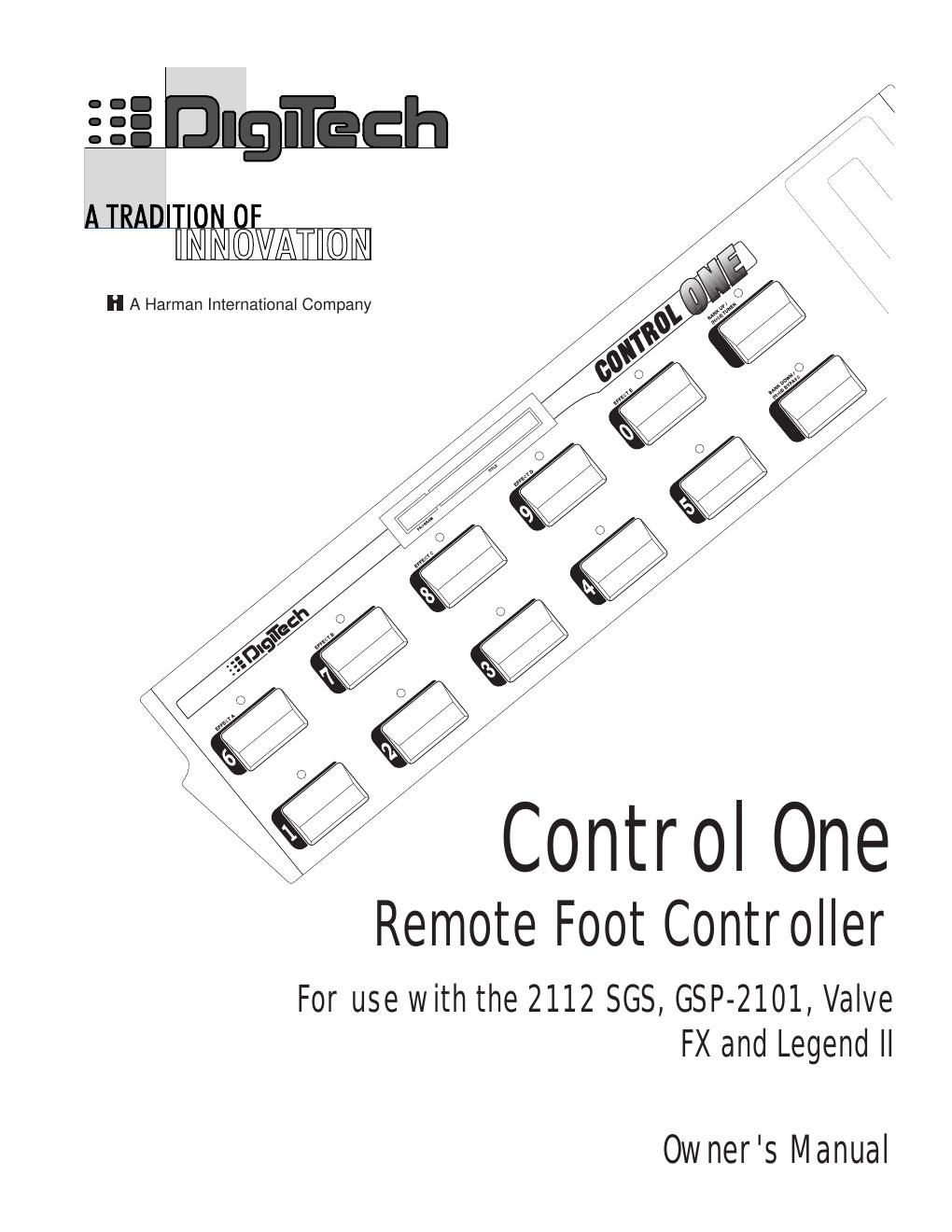 digitech control one owner manual