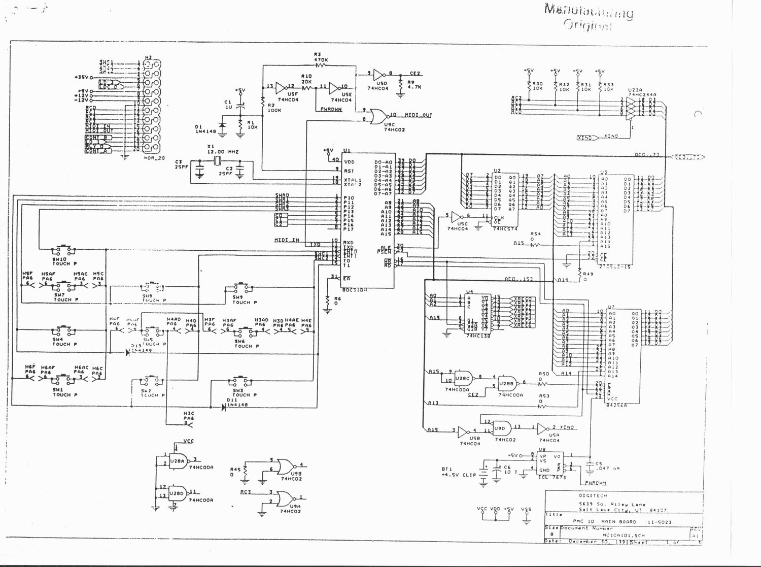 digitech pmc 10 midi controller schematics