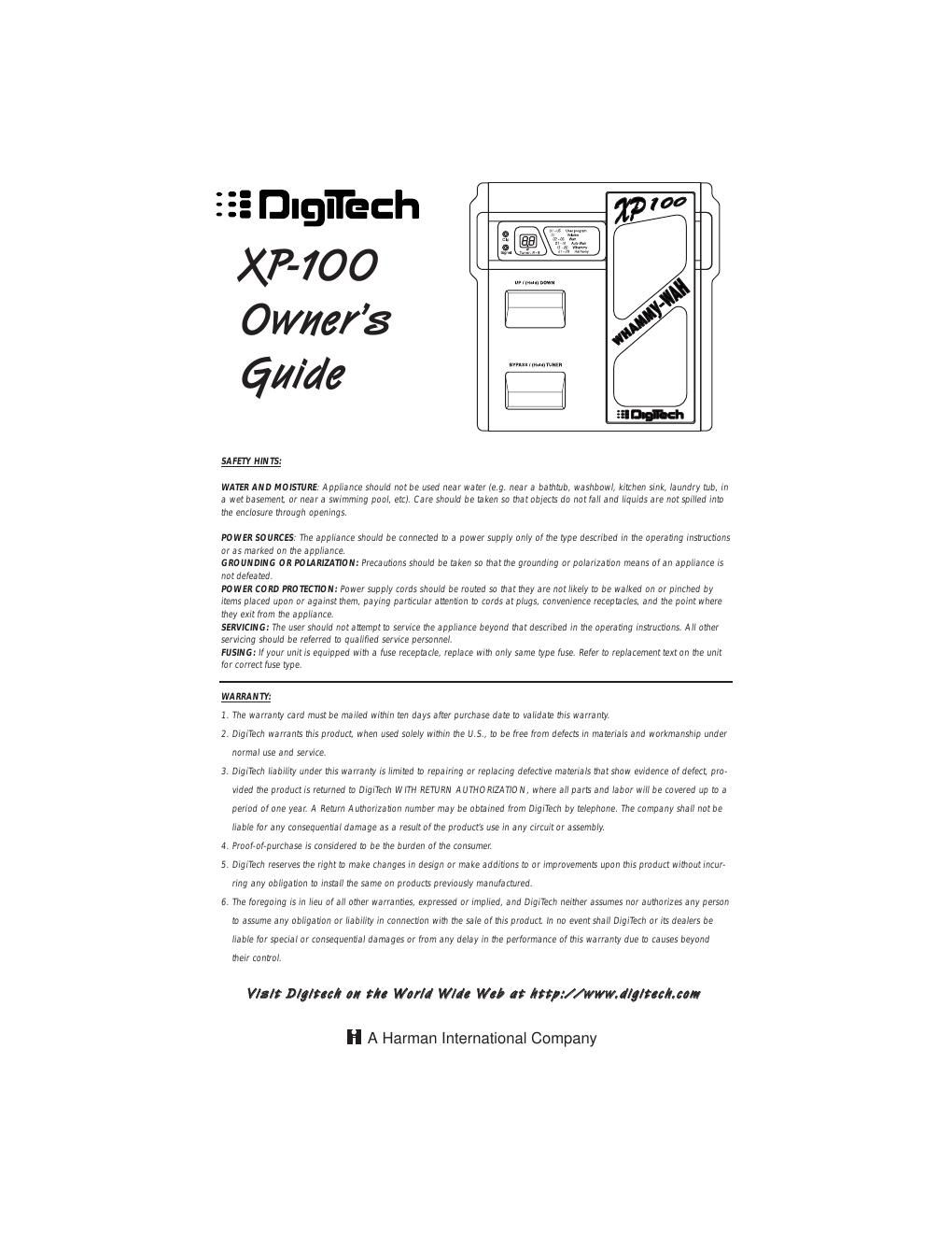 digitech xp 100 owner guide