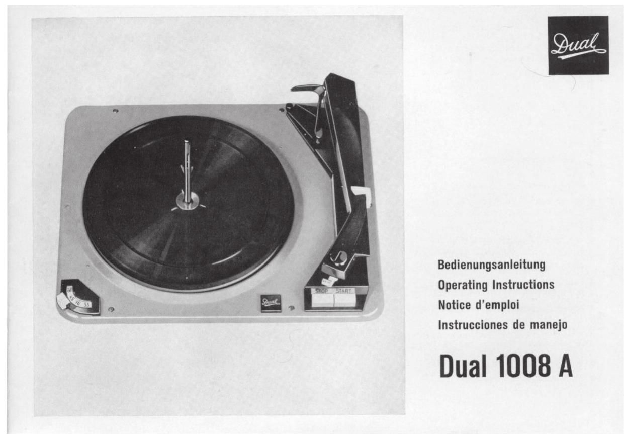 Dual 1008 A Owners Manual