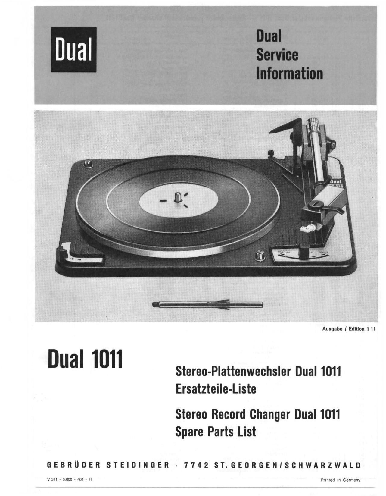 Dual 1011 Service Manual