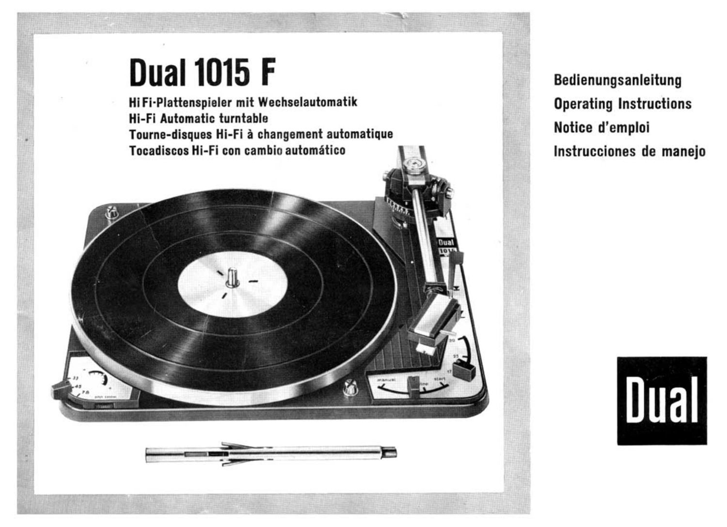 Dual 1015 F Owners Manual
