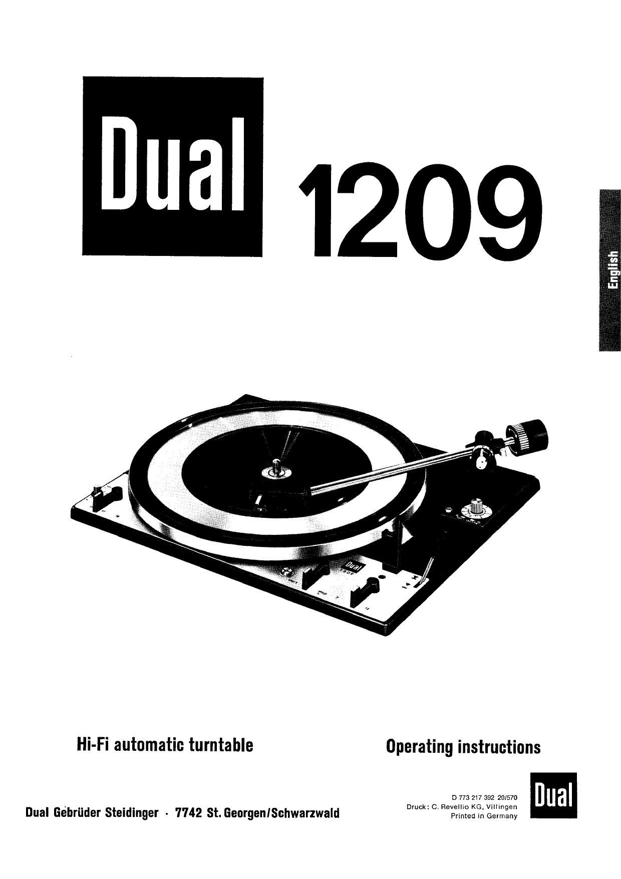 Dual 1209 Owners Manual