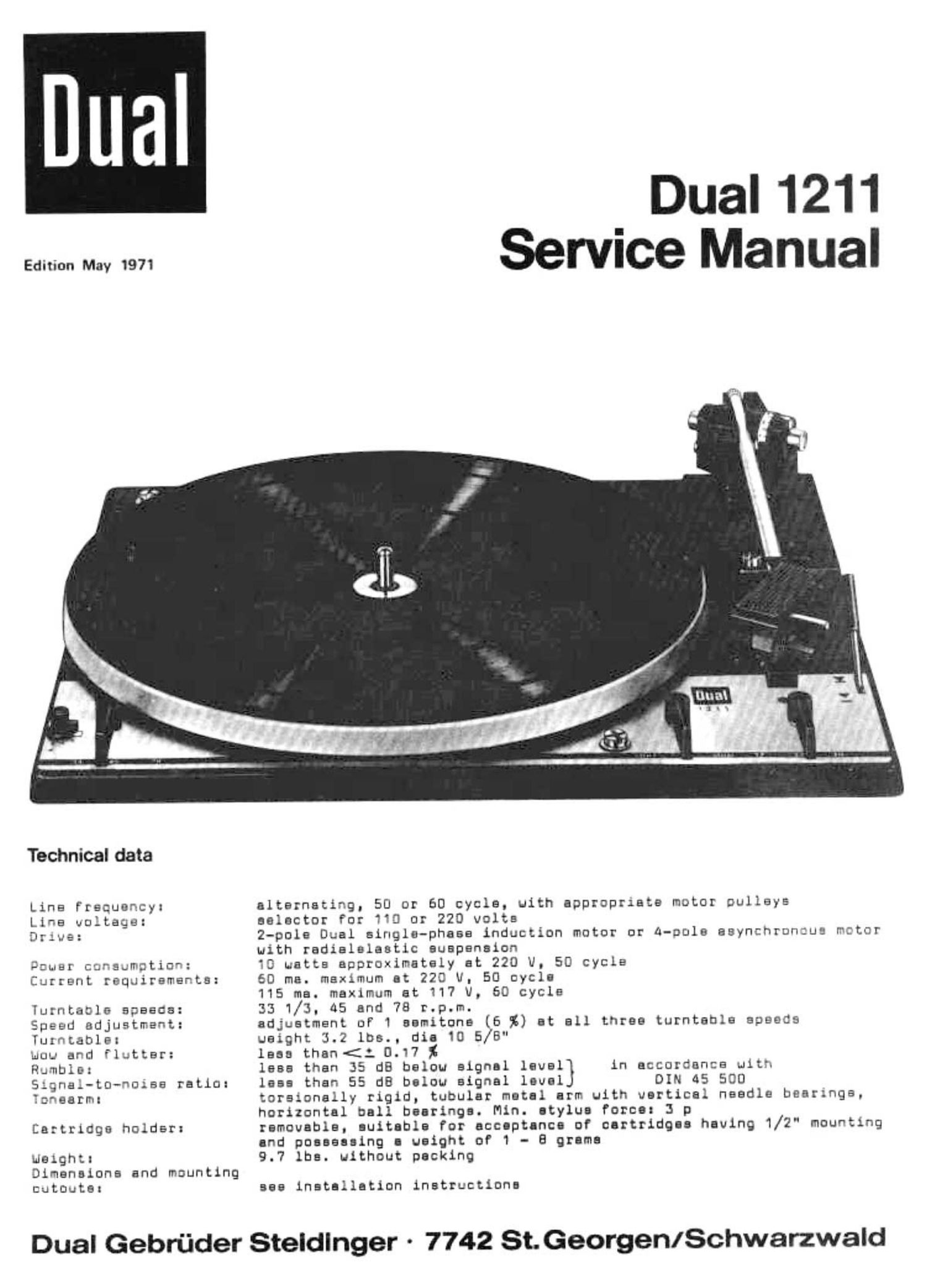 Dual Service Manual für 1215  Copy 