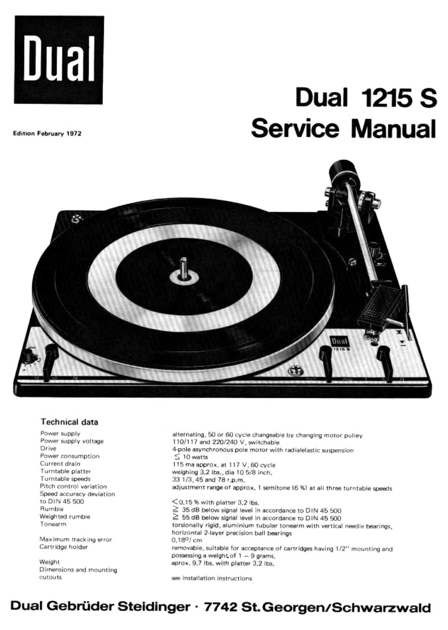 Dual 1215 S Service Manual