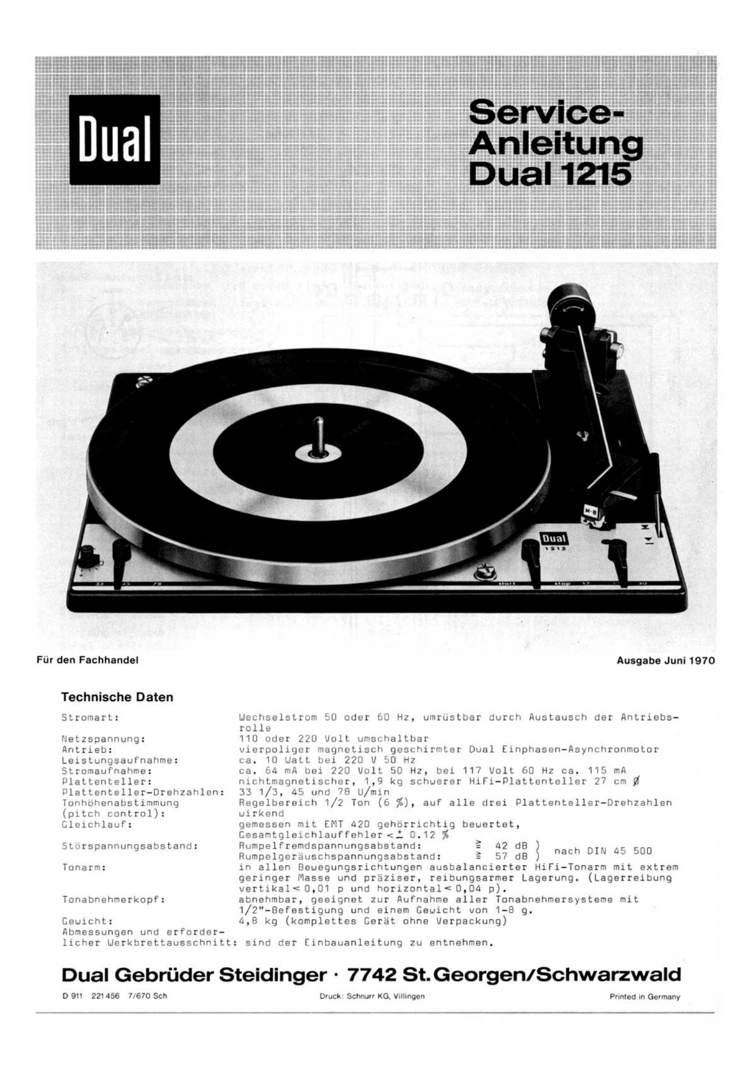 Dual 1215 Service Manual 2