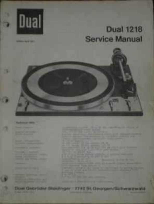 Dual 1218 Service Manual