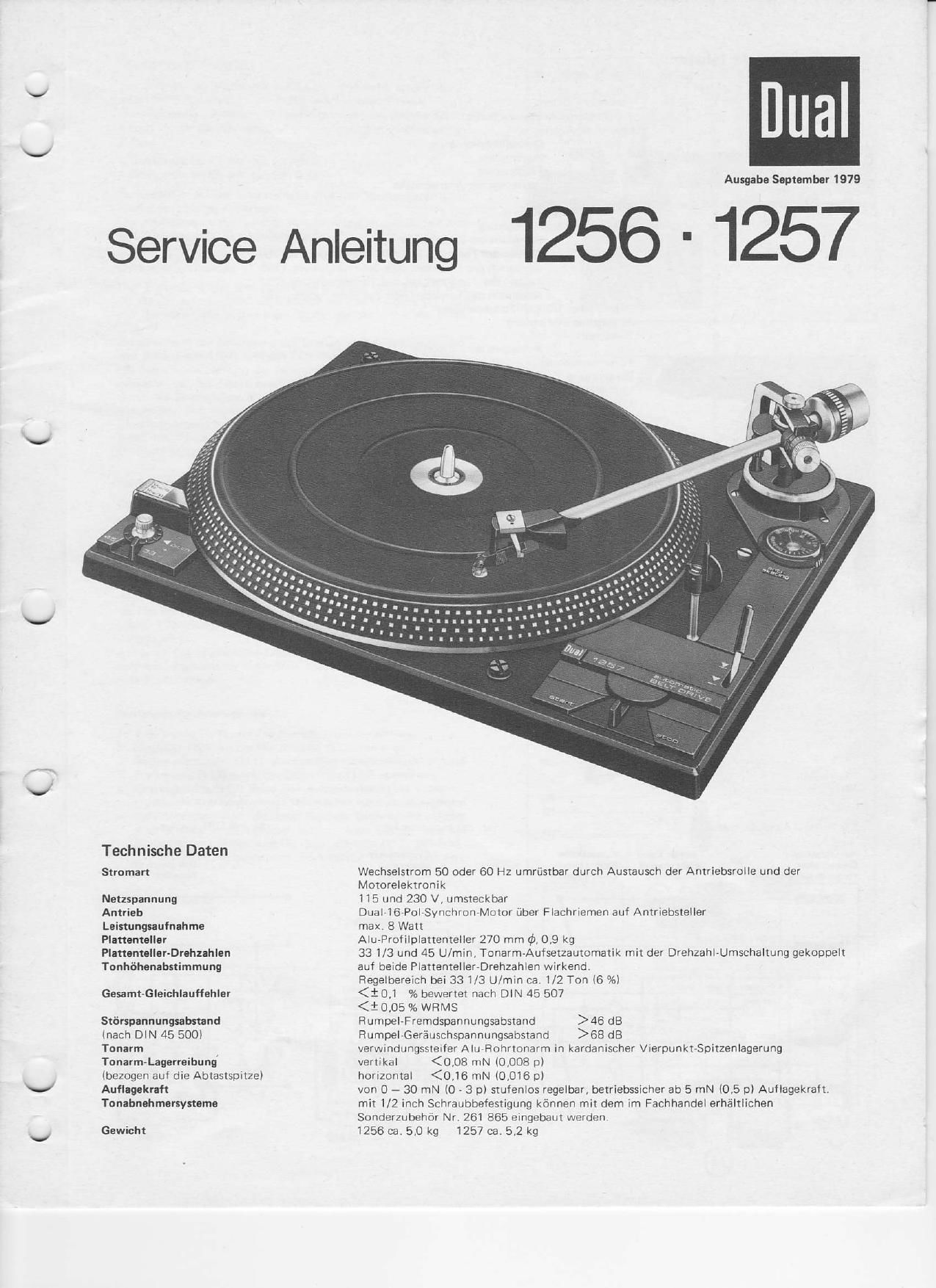 Dual 1256 Service Manual