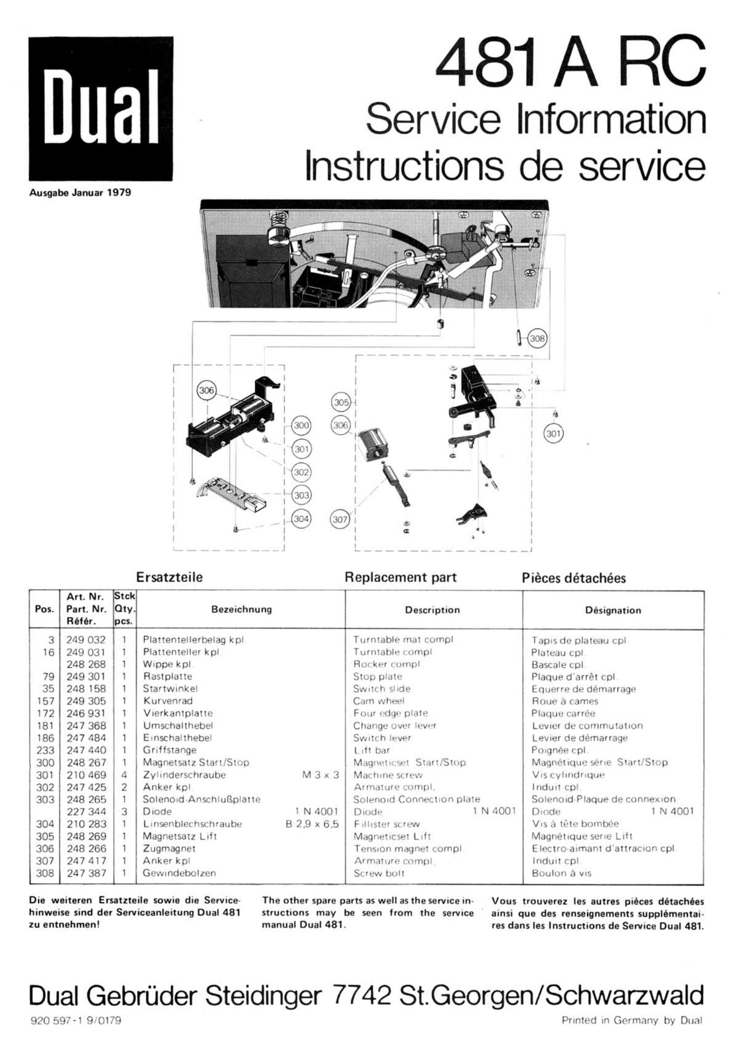 Dual 481 ARC Service Manual