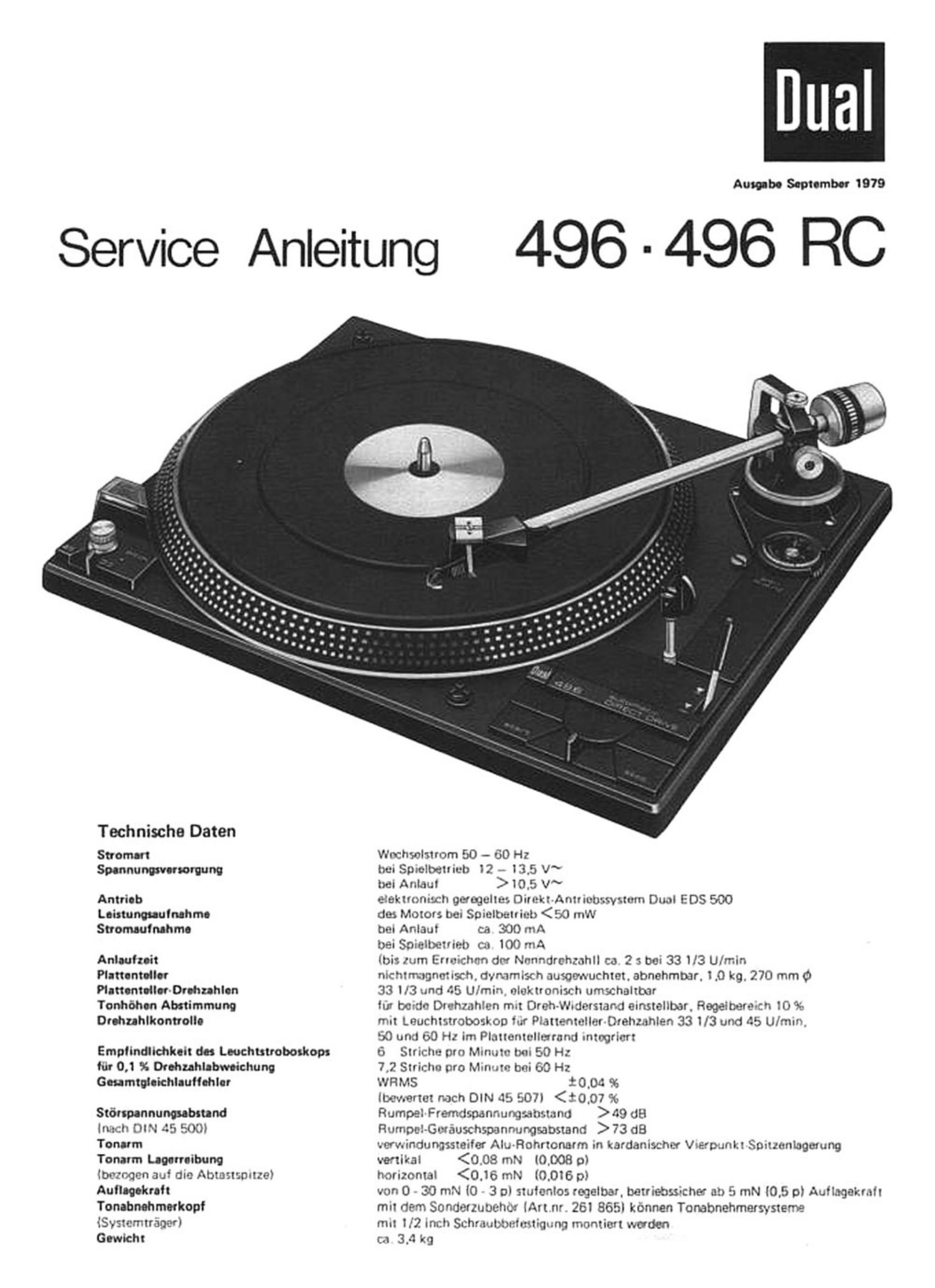 Dual 496 RC Service Manual